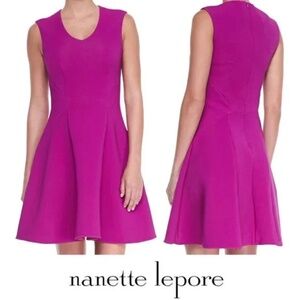 Nanette Lepore Ottoman Fit-and-Flare Dress Fuchsia Pink Size 8